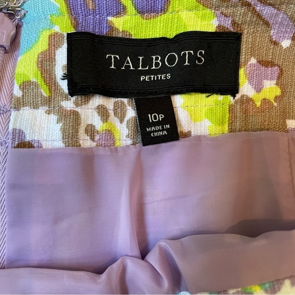 Talbots Lavender Green Aqua Floral Cotton Spandex Lined Zip Mini Skirt Summer - Picture 4 of 10